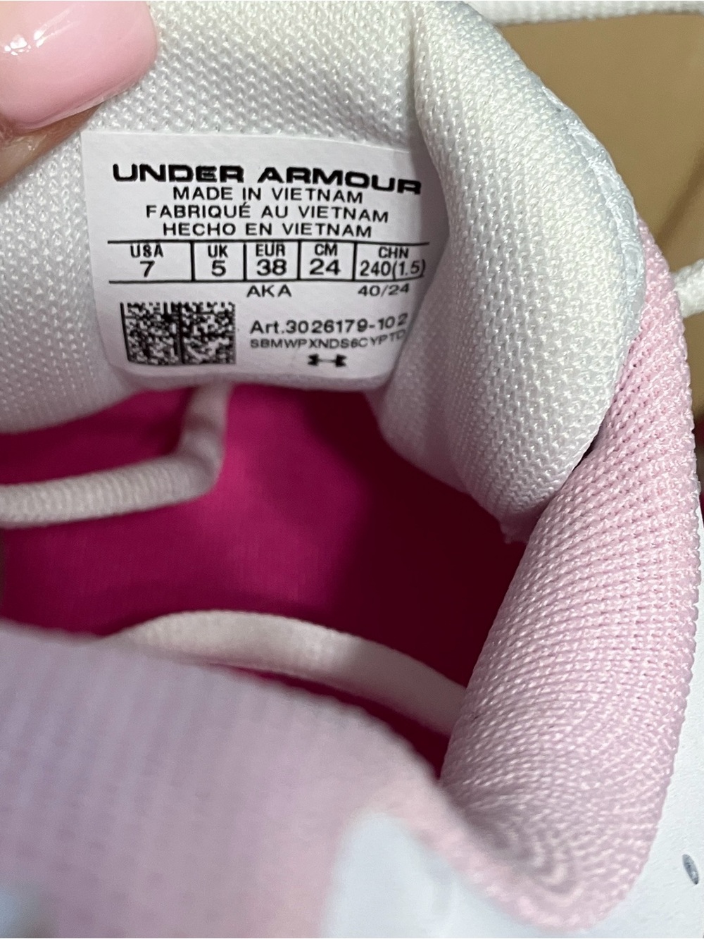 Under Armour White and Pink Women’s Athletic Sneakers - Picture 6 of 6